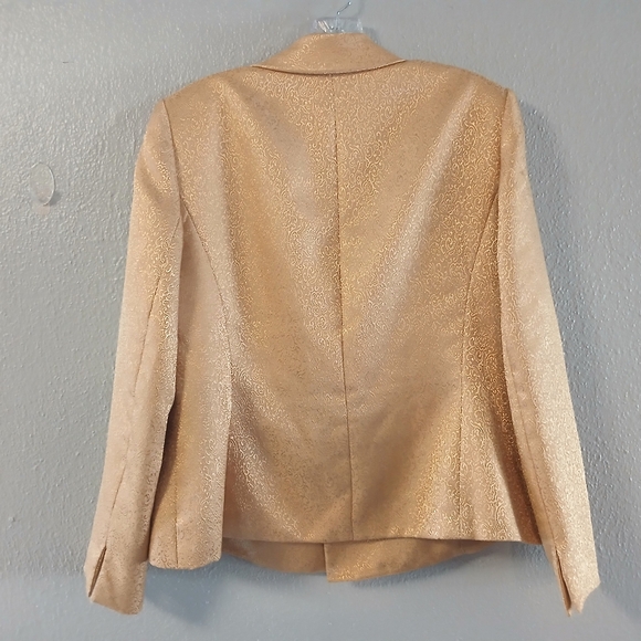 Kasper Gold Jacquard 2-piece Suit Jacket Skirt Size 12 - Picture 4 of 15